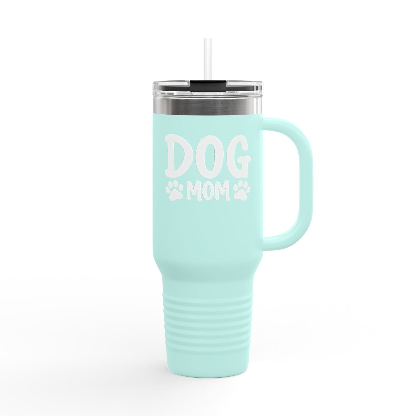 Dog Mom Insulated Travel Mug, 40oz, Perfect for On-the-Go, Pet Lover Gift, Travel Cup, Personalised Dog Owner Mug, Cute Paw Design