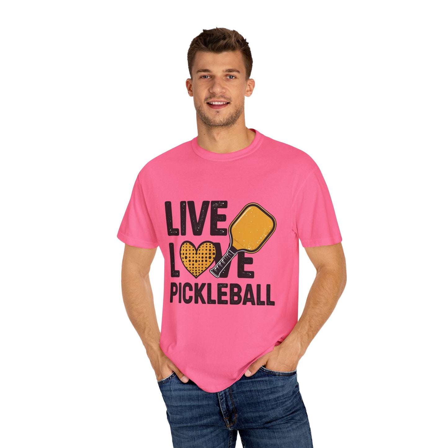Live Love Pickleball Garment-Dyed T-Shirt | Perfect for Pickleball Lovers, Activewear, Sport Events, Gifts for Athletes