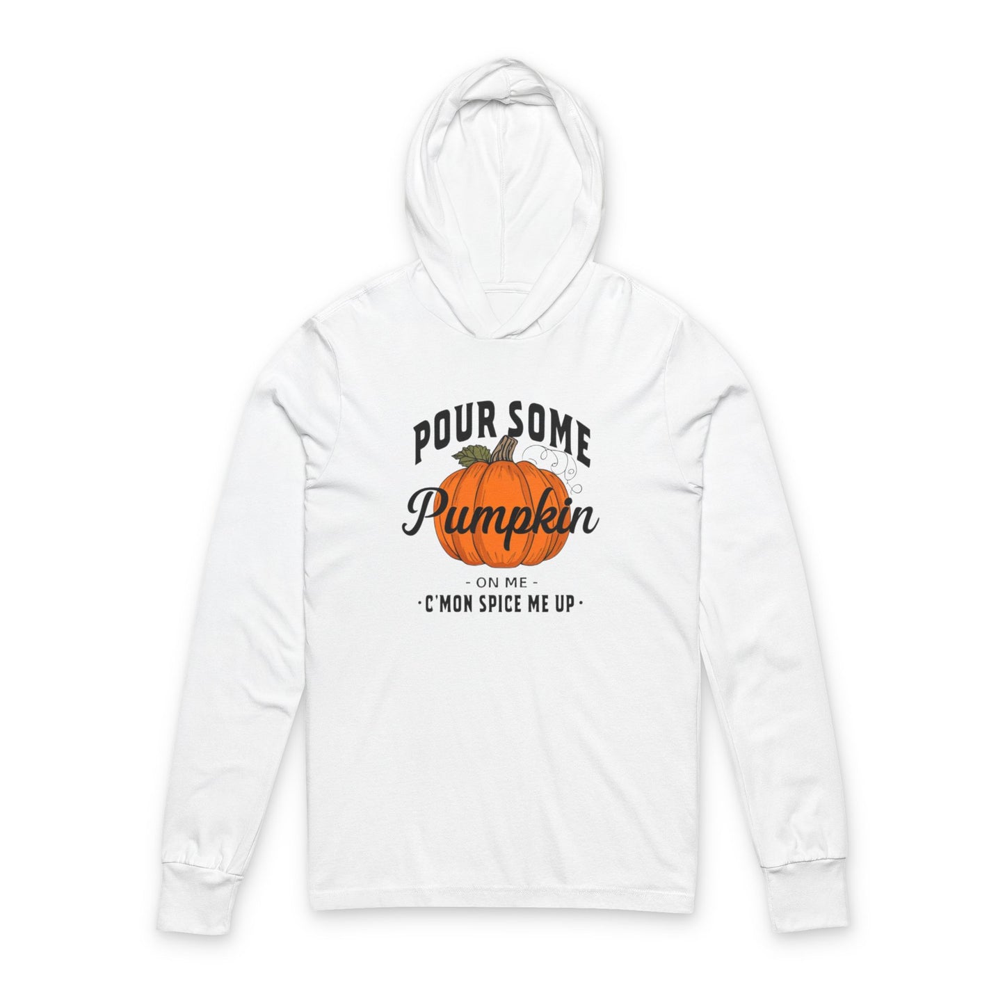 Autumn Inspired Unisex Hooded Long Sleeve Tee - Pumpkin Spice Theme, Cozy Fall Fashion, Halloween Wear, Thanksgiving Gift, Seasonal Apparel