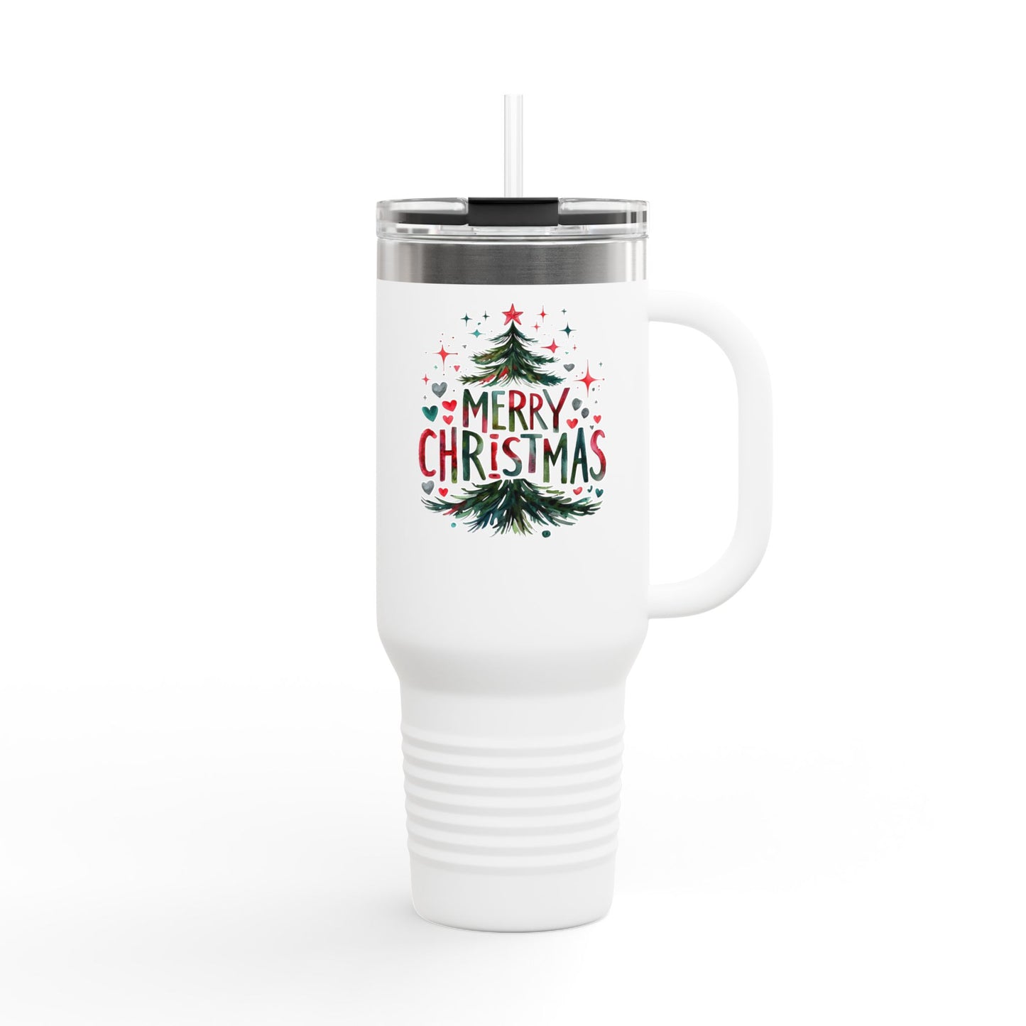 Merry Christmas Insulated Travel Mug | 40oz Holiday Drinkware, Reusable Coffee Cup, Winter Travel Cup, Gift for Her, Eco-Friendly Mug
