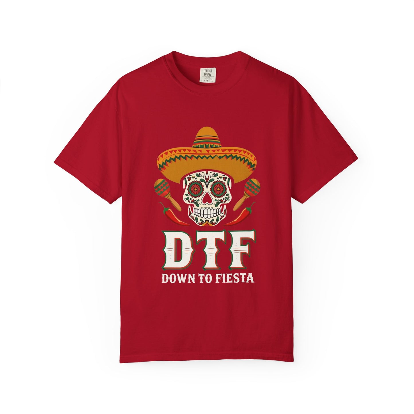 DTF Unisex Garment-Dyed T-Shirt, Vintage Skull Tee, Casual Halloween Shirt, Day of the Dead Apparel, Fun Gift for Friends