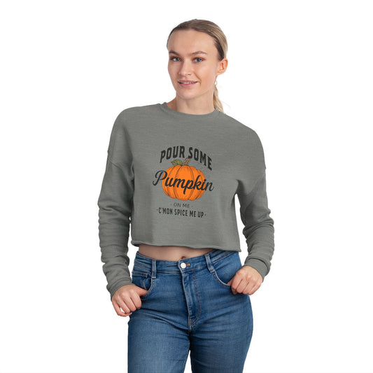 Cozy Fall Women's Cropped Sweatshirt - Pumpkin Spice Vibes, Trendy Casual Wear, Autumn Fashion, Thanksgiving Gift, Seasonal Lounge Top