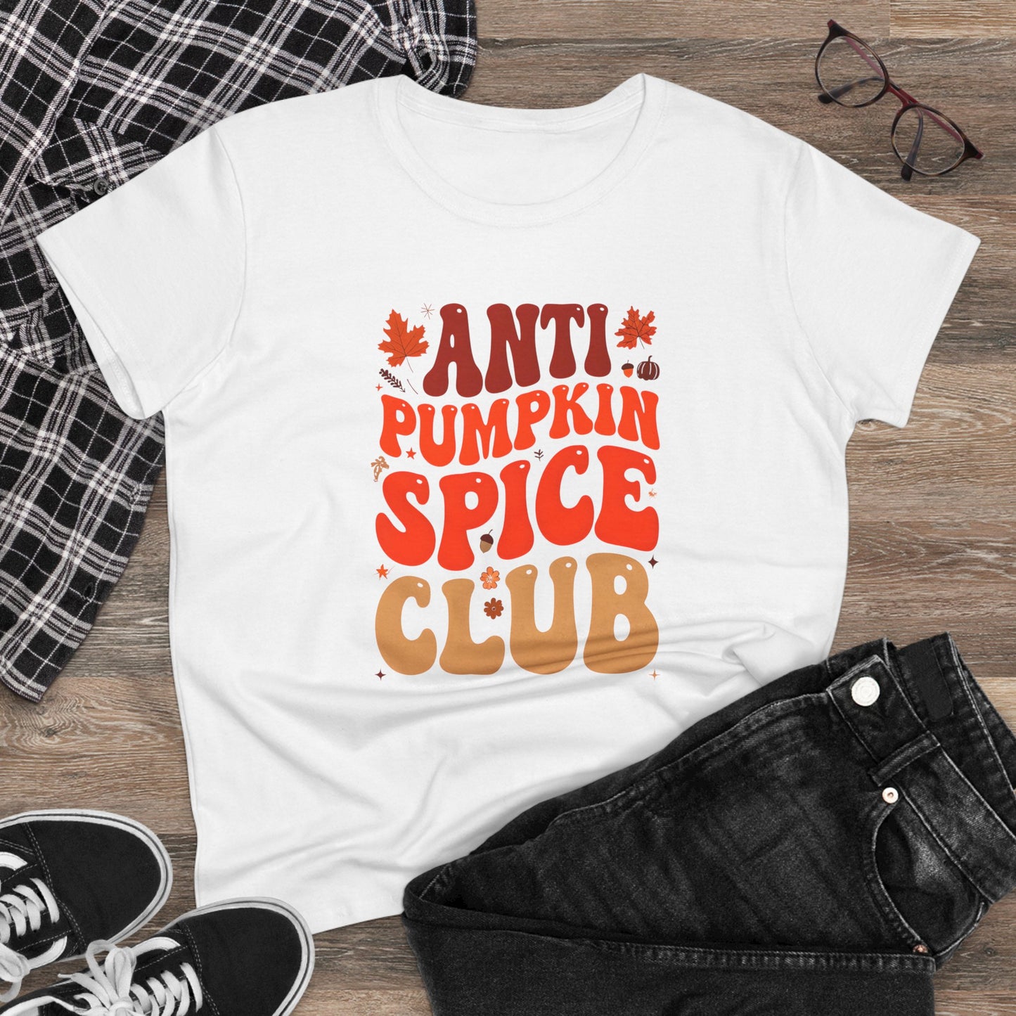 Anti Pumpkin Spice Club Women's Tee | Funny Fall Shirt, Autumn Apparel, Seasonal Humor, Gift for Fall Lovers, Cozy Vibes