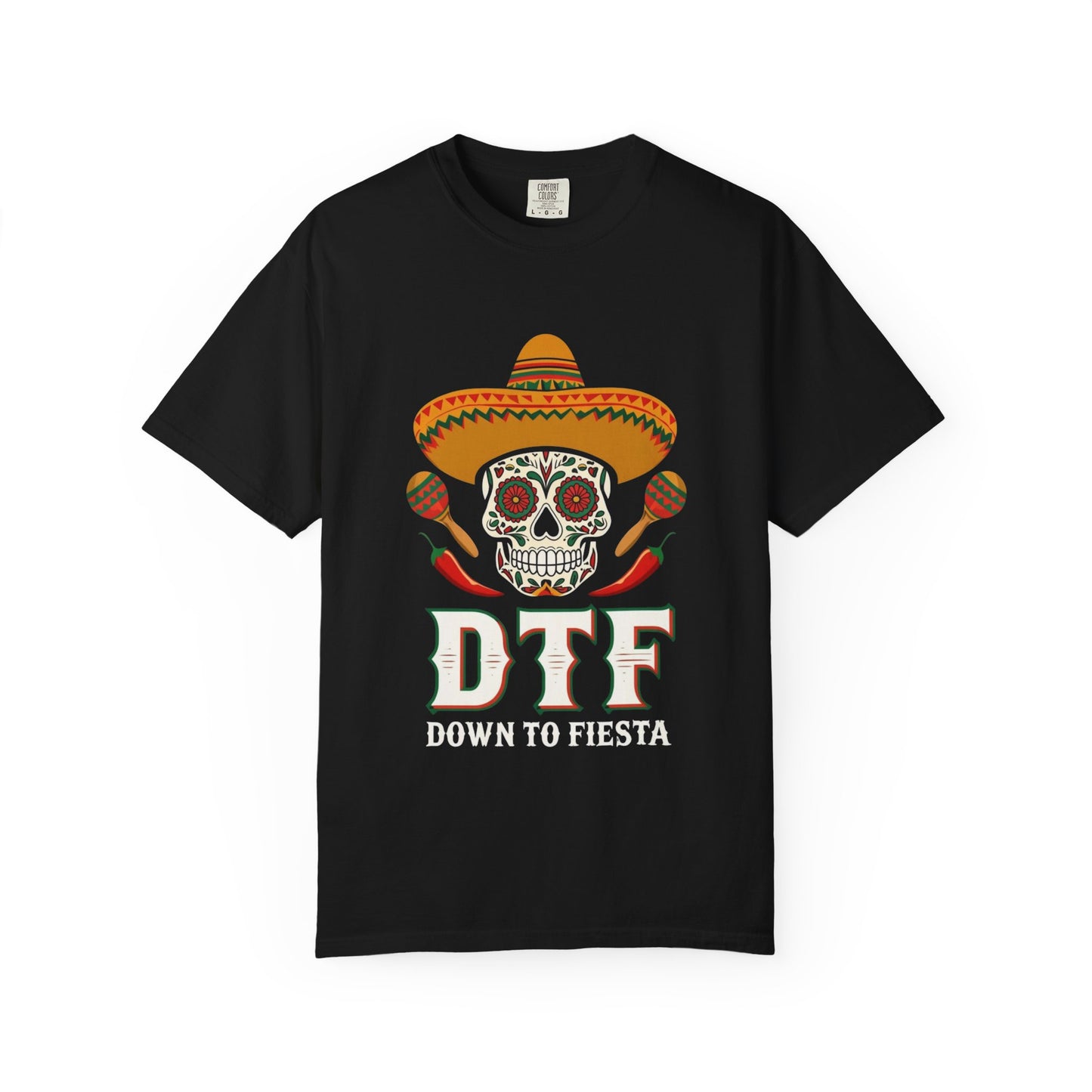 DTF Unisex Garment-Dyed T-Shirt, Vintage Skull Tee, Casual Halloween Shirt, Day of the Dead Apparel, Fun Gift for Friends