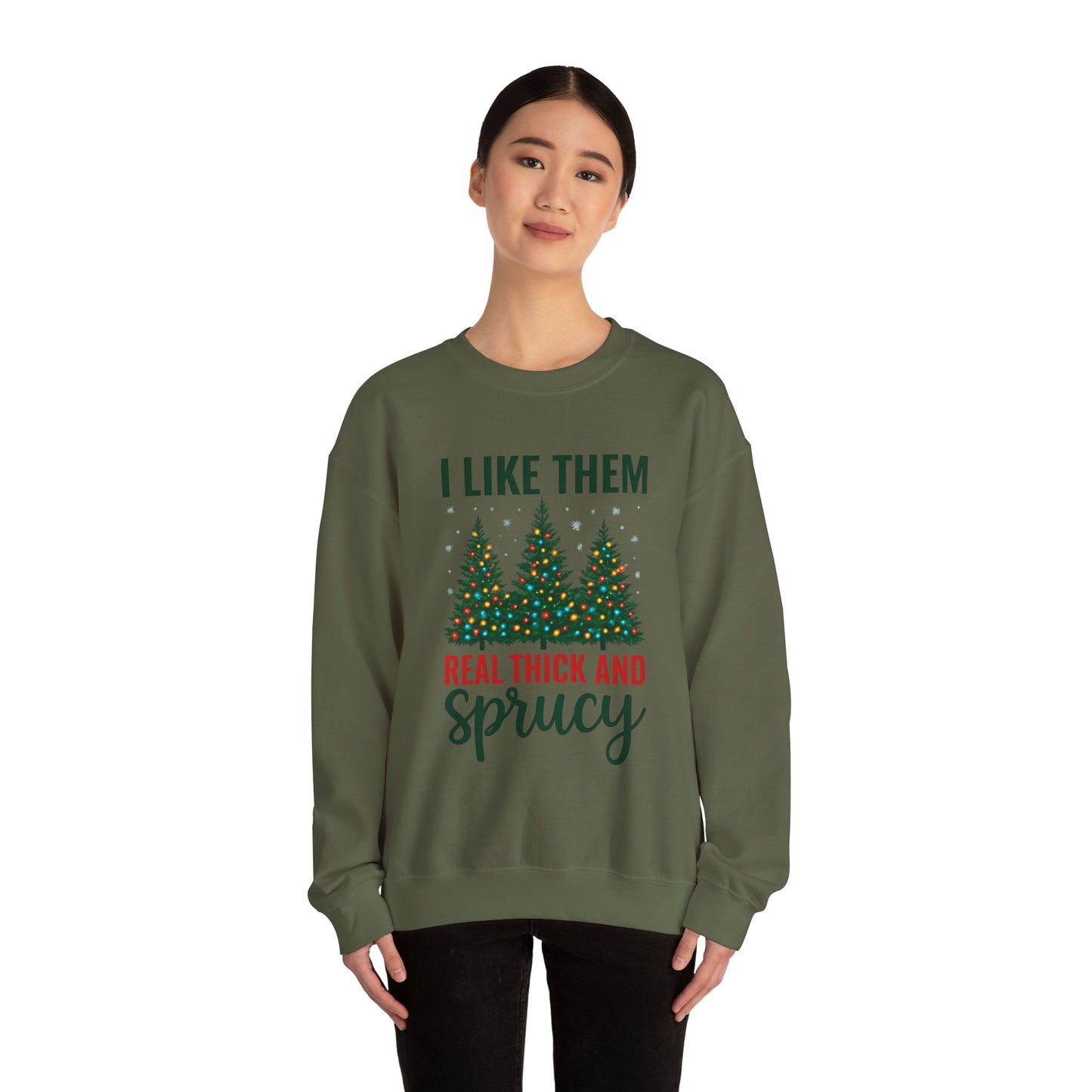 Festive Unisex Crewneck Sweatshirt - 'I Like Them Real Thick and Sprucy' | Cozy Holiday Apparel, Christmas Gift, Casual Style, Winter [...]
