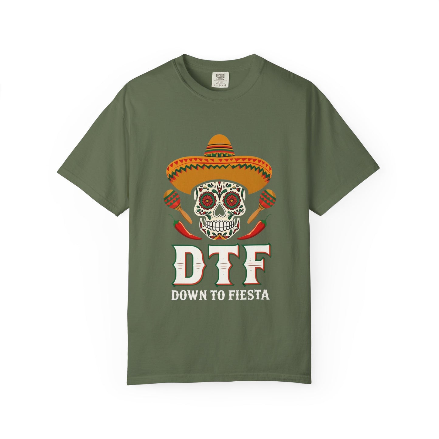 DTF Unisex Garment-Dyed T-Shirt, Vintage Skull Tee, Casual Halloween Shirt, Day of the Dead Apparel, Fun Gift for Friends