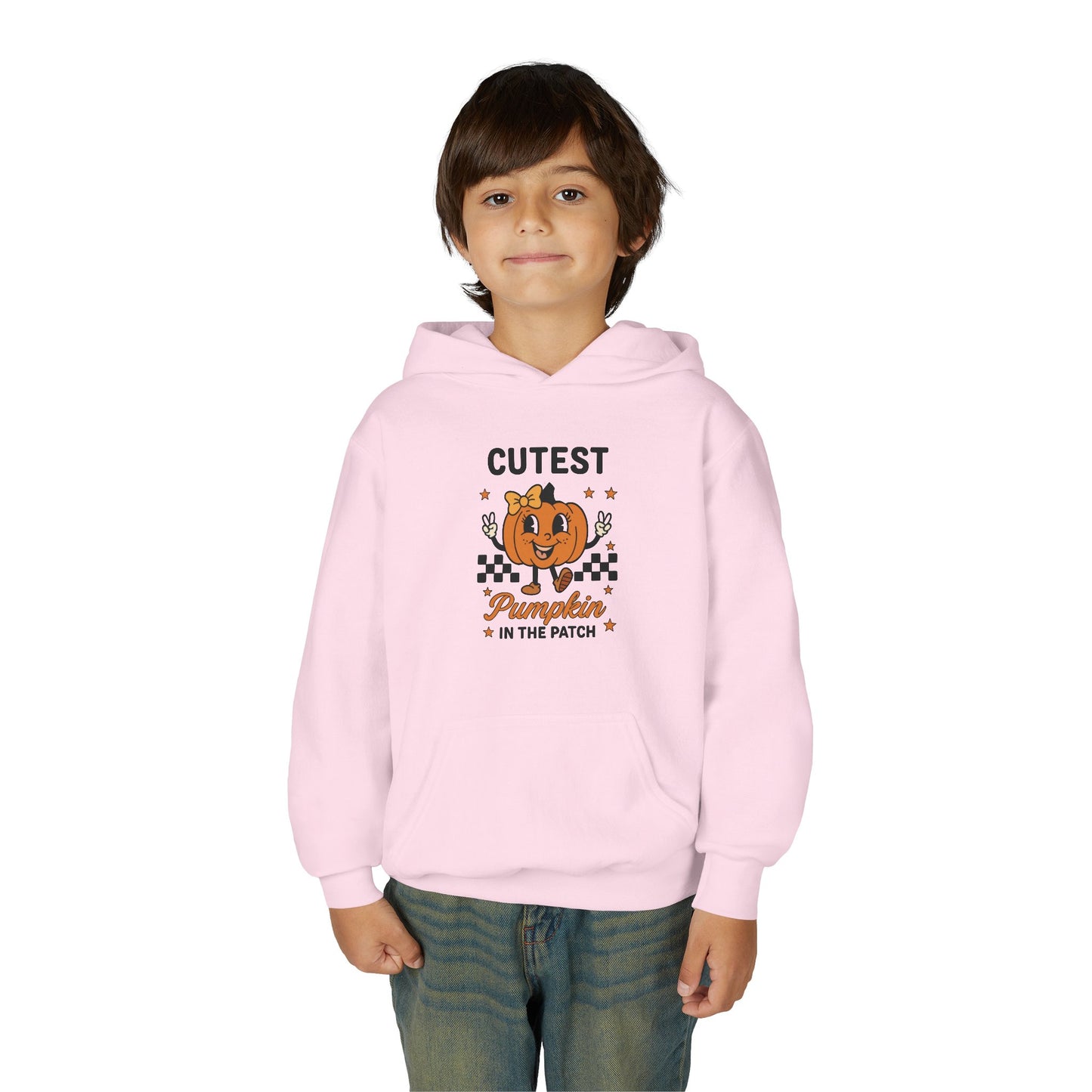 Cutest Pumpkin Youth Hoodie, Fall Sweatshirt, Halloween Apparel, Cozy Kids Hoodie, Seasonal Gift for Kids