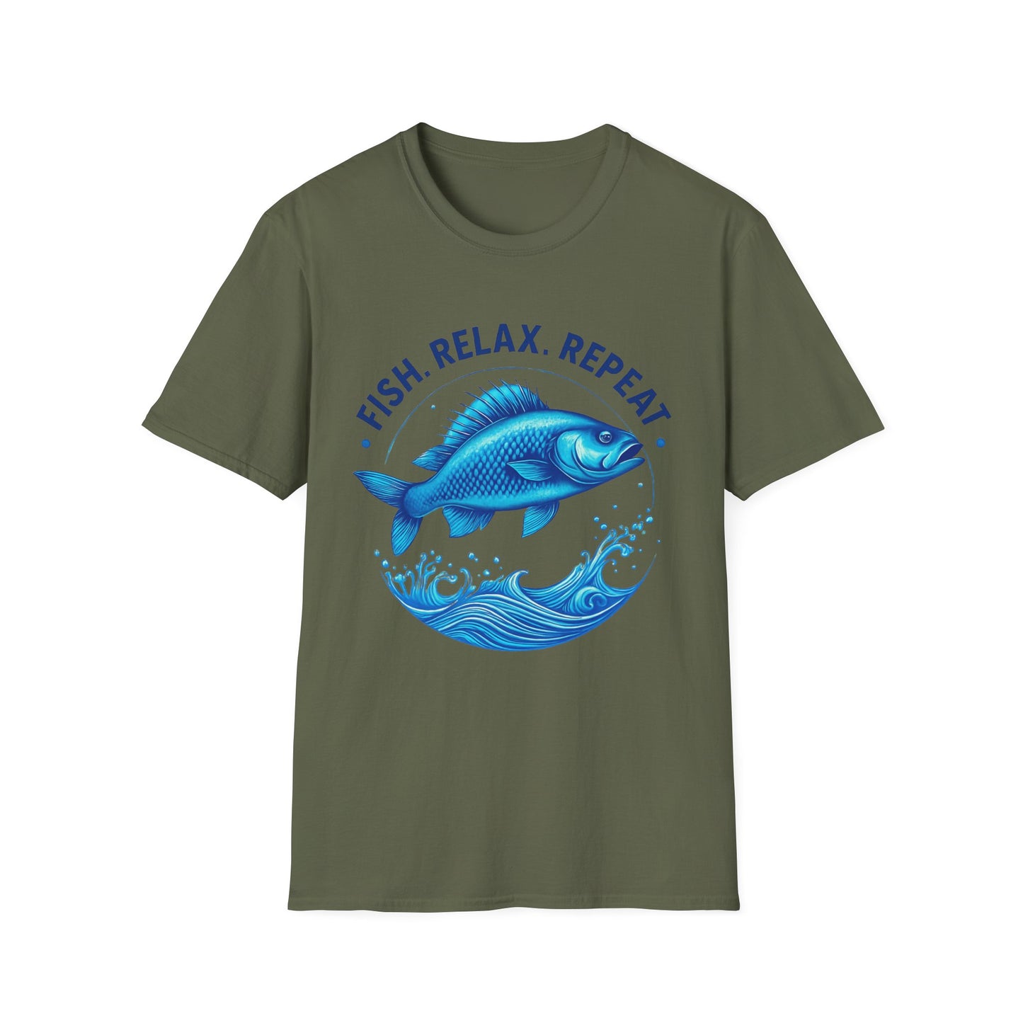 Fishing Life Unisex T-Shirt, Fish Relax Repeat Tee, Gift for Fishermen, Summer Outdoor Apparel, Camp Shirt, Nature Lover Clothing