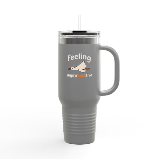 Insulated Travel Mug, Coffee Cup for Lazy Days, Funny Gift for Coffee Lovers, Reusable Beverage Container, Perfect for Commuting or Relaxing