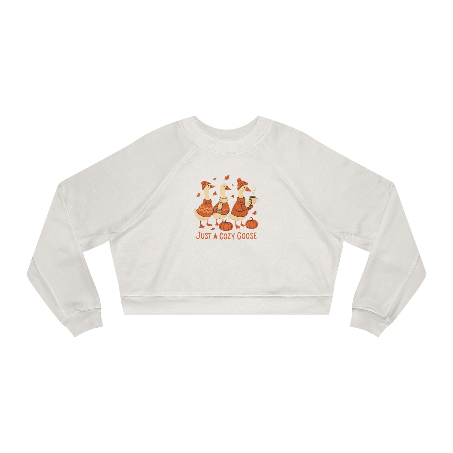Cozy Goose Pullover, Cropped Sweatshirt for Fall, Cute Women's Fleece, Casual Style, Thanksgiving Gift Idea
