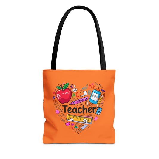 Teacher's Love Tote Bag, Gift for Educators, School Supplies Bag, Appreciation Gift, AOP Tote for Teachers