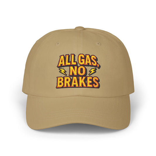 All Gas, No Brakes Dad Cap, Casual Summer Hat, Gift for Car Lovers, Father's Day Accessory, Everyday Cap
