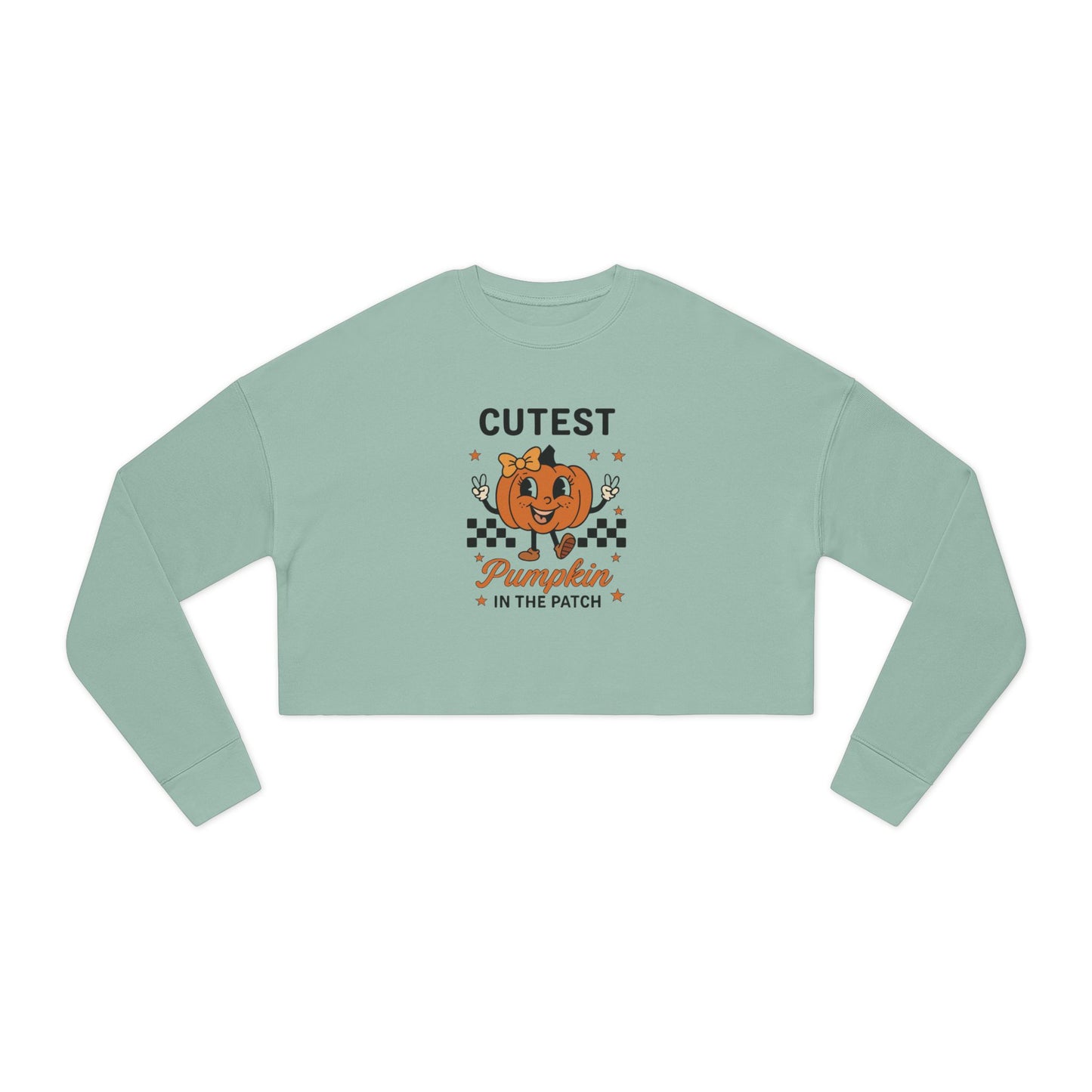Cute Pumpkin Cropped Sweatshirt - Womens Stylish Pullover for Fall, Halloween Party, Gift, Casual Wear, Seasonal Fashion