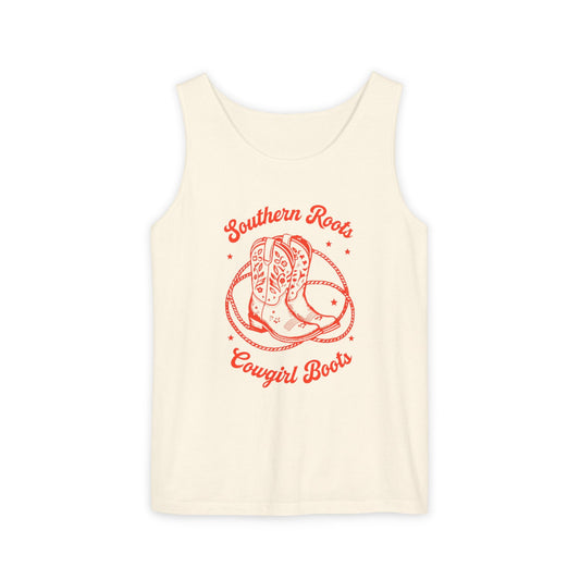 Southern Roots Cowgirl Boots Tank Top | Unisex Summer Tee, Country Music Festival Shirt, Western Style Clothing, Gift for Cowgirls