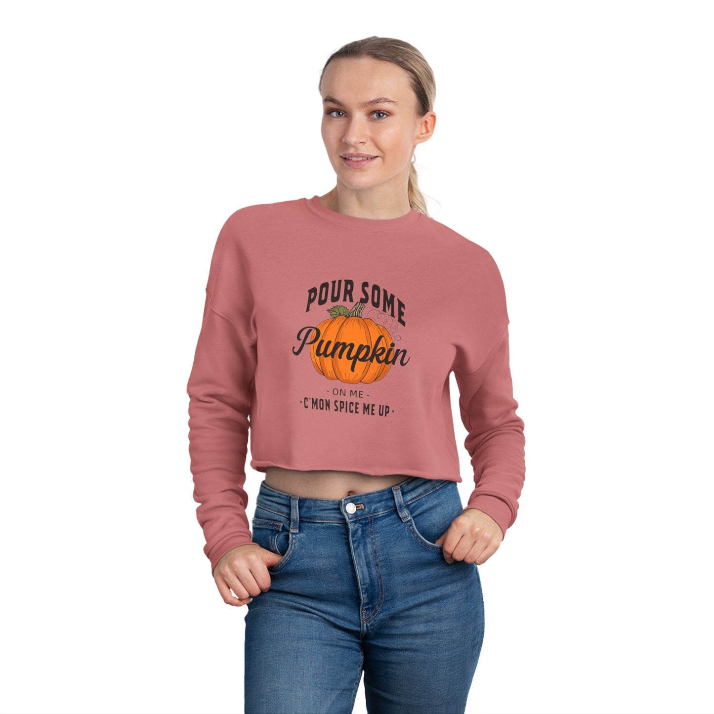 Cozy Fall Women's Cropped Sweatshirt - Pumpkin Spice Vibes, Trendy Casual Wear, Autumn Fashion, Thanksgiving Gift, Seasonal Lounge Top