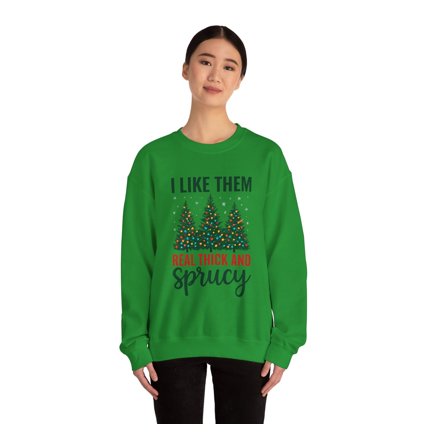 Festive Unisex Crewneck Sweatshirt - 'I Like Them Real Thick and Sprucy' | Cozy Holiday Apparel, Christmas Gift, Casual Style, Winter [...]