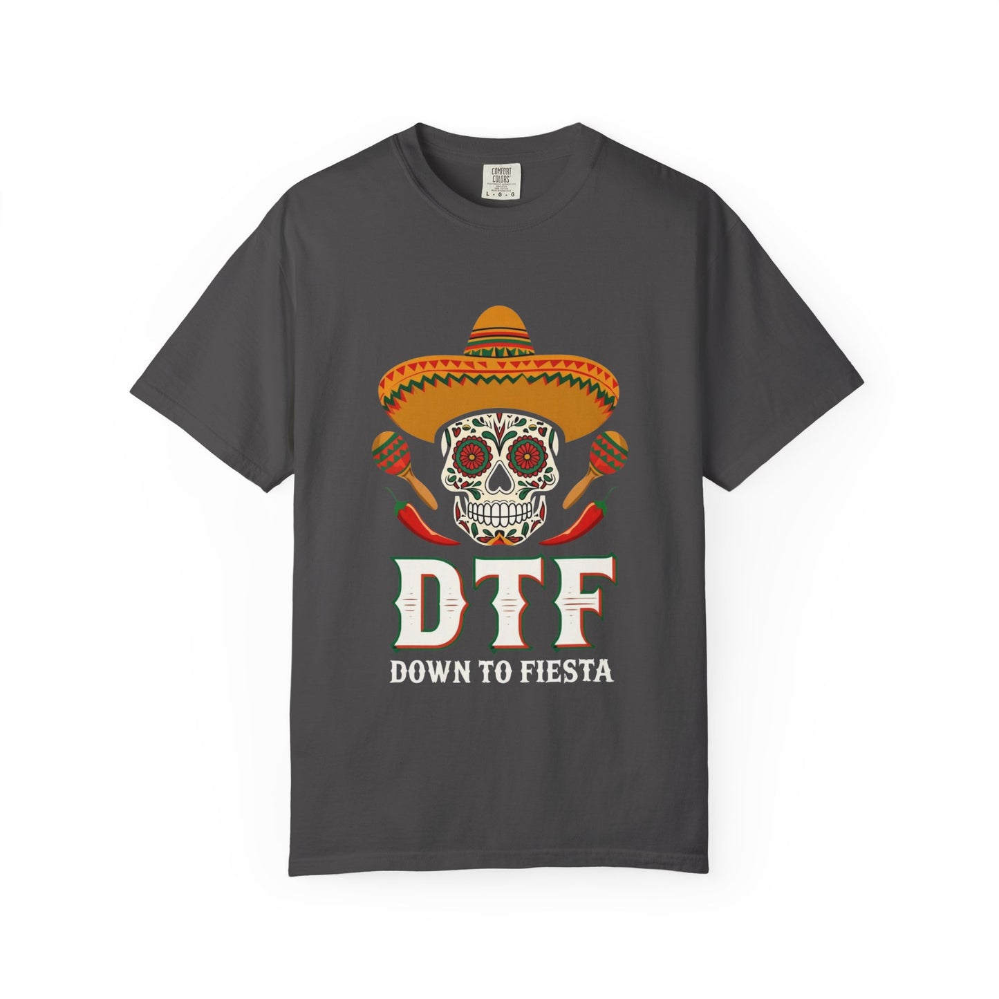 DTF Unisex Garment-Dyed T-Shirt, Vintage Skull Tee, Casual Halloween Shirt, Day of the Dead Apparel, Fun Gift for Friends