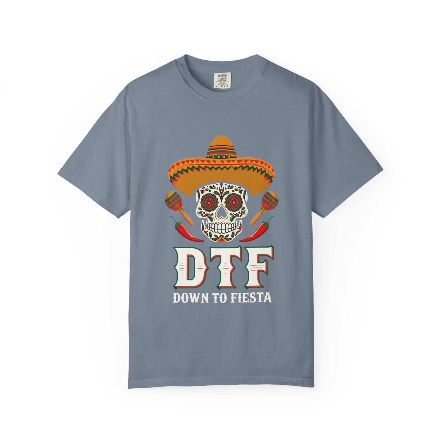 DTF Unisex Garment-Dyed T-Shirt, Vintage Skull Tee, Casual Halloween Shirt, Day of the Dead Apparel, Fun Gift for Friends
