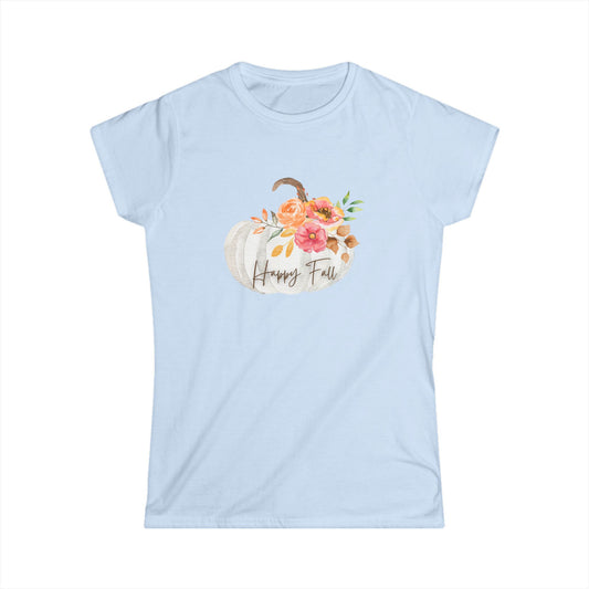Women's Fall Floral Tee, Cozy Autumn Shirt, Pumpkin Graphic Tee, Seasonal Casual Wear, Celebrate Fall