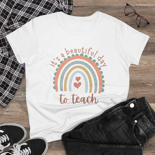 Women's Rainbow Teacher Tee - Perfect for Educators, Back to School, Teacher Appreciation, Gifts, Casual Outfit