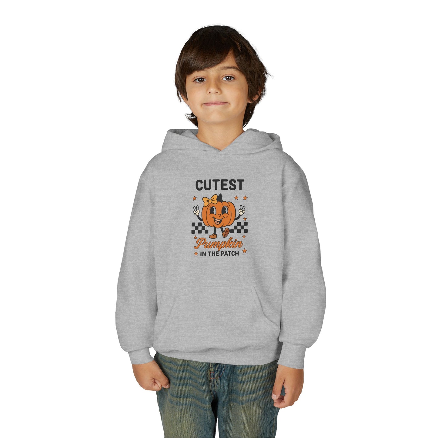 Cutest Pumpkin Youth Hoodie, Fall Sweatshirt, Halloween Apparel, Cozy Kids Hoodie, Seasonal Gift for Kids