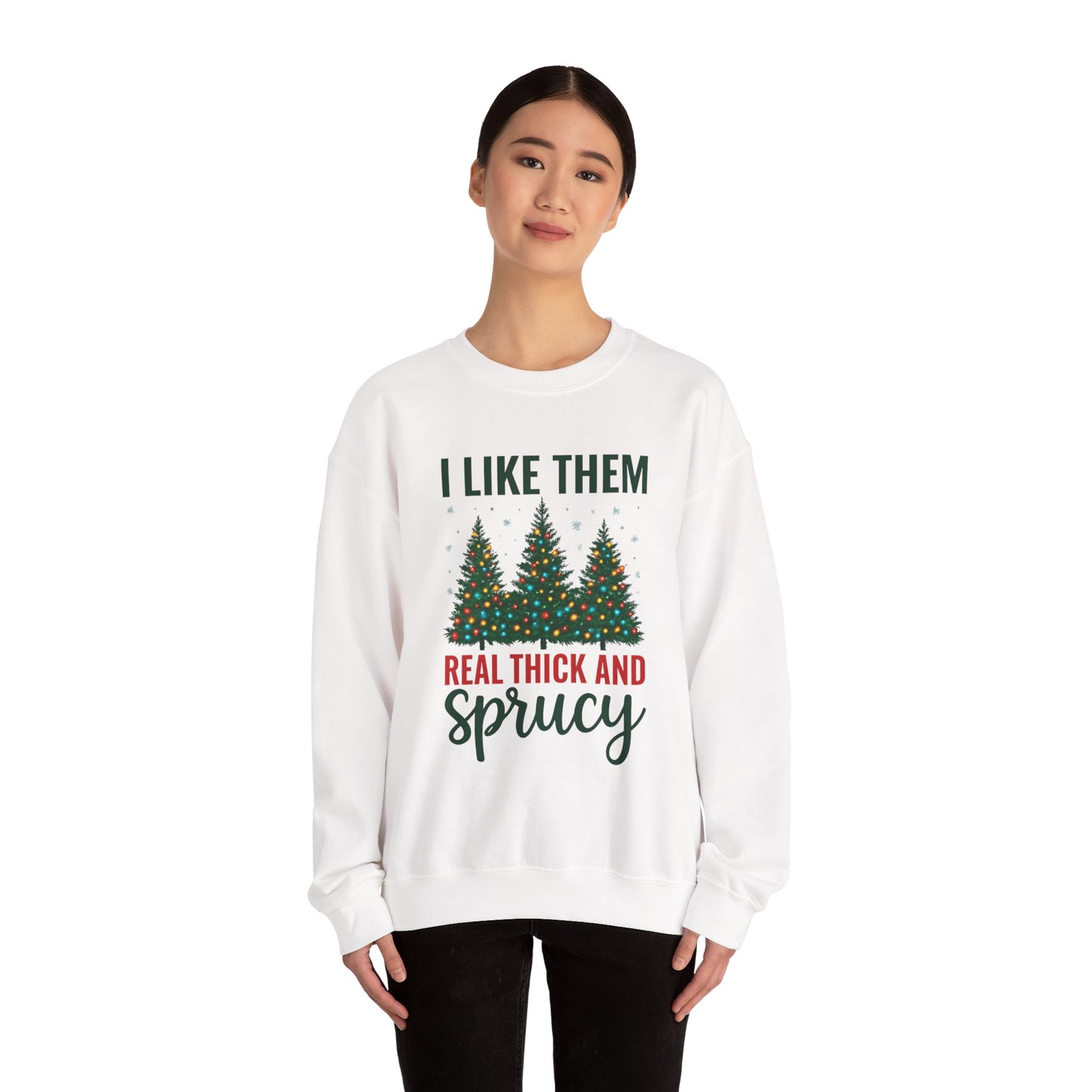 Festive Unisex Crewneck Sweatshirt - 'I Like Them Real Thick and Sprucy' | Cozy Holiday Apparel, Christmas Gift, Casual Style, Winter [...]