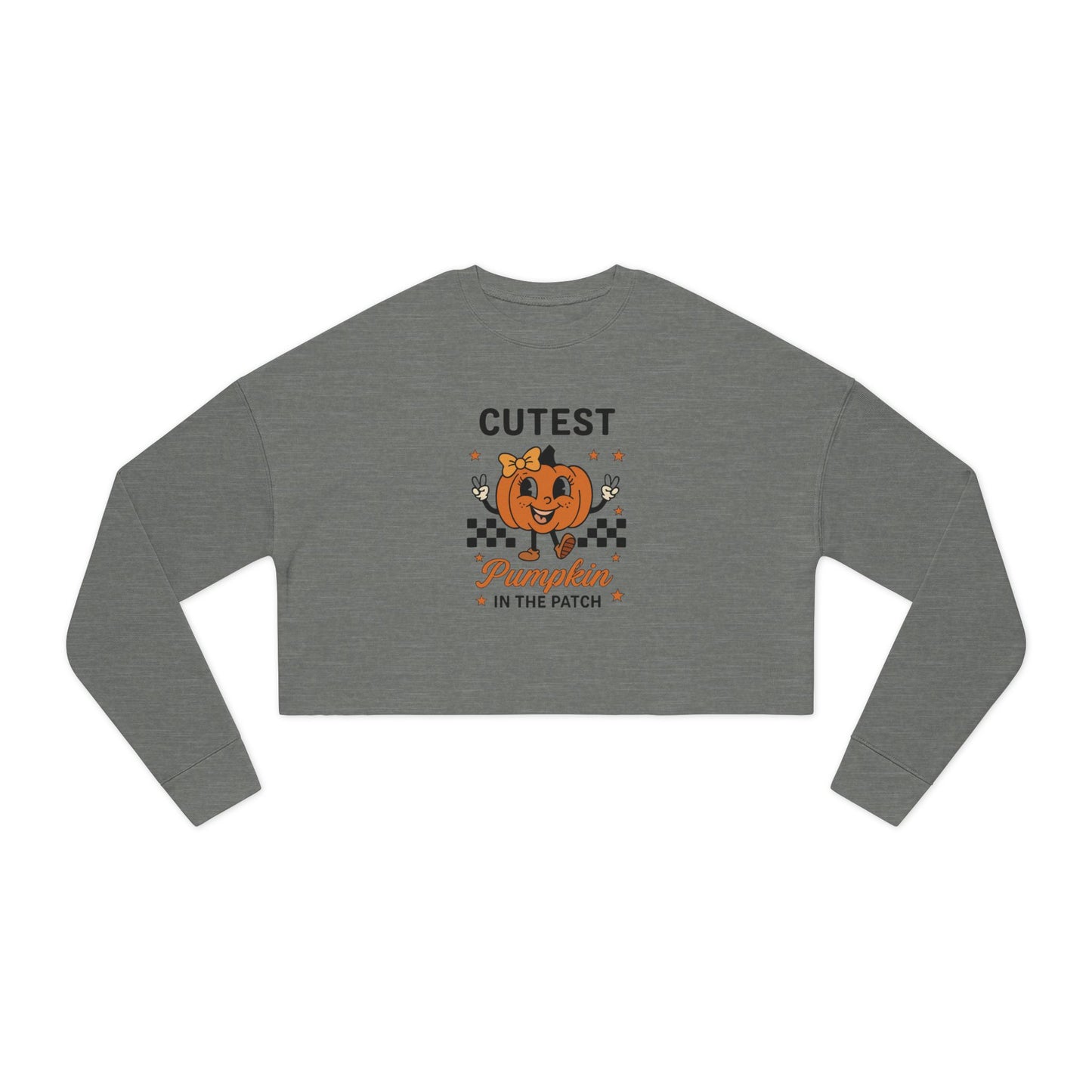 Cute Pumpkin Cropped Sweatshirt - Womens Stylish Pullover for Fall, Halloween Party, Gift, Casual Wear, Seasonal Fashion