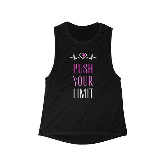 Women's Flowy Workout Tank Top - "Push Your Limit" Athletic Shirt, Fitness Apparel, Gym Gear, Motivation Tee, Gift for Fitness Lovers