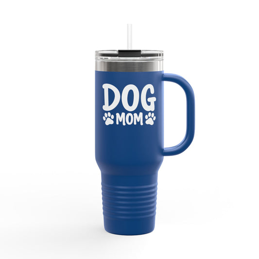 Dog Mom Insulated Travel Mug, 40oz, Perfect for On-the-Go, Pet Lover Gift, Travel Cup, Personalised Dog Owner Mug, Cute Paw Design