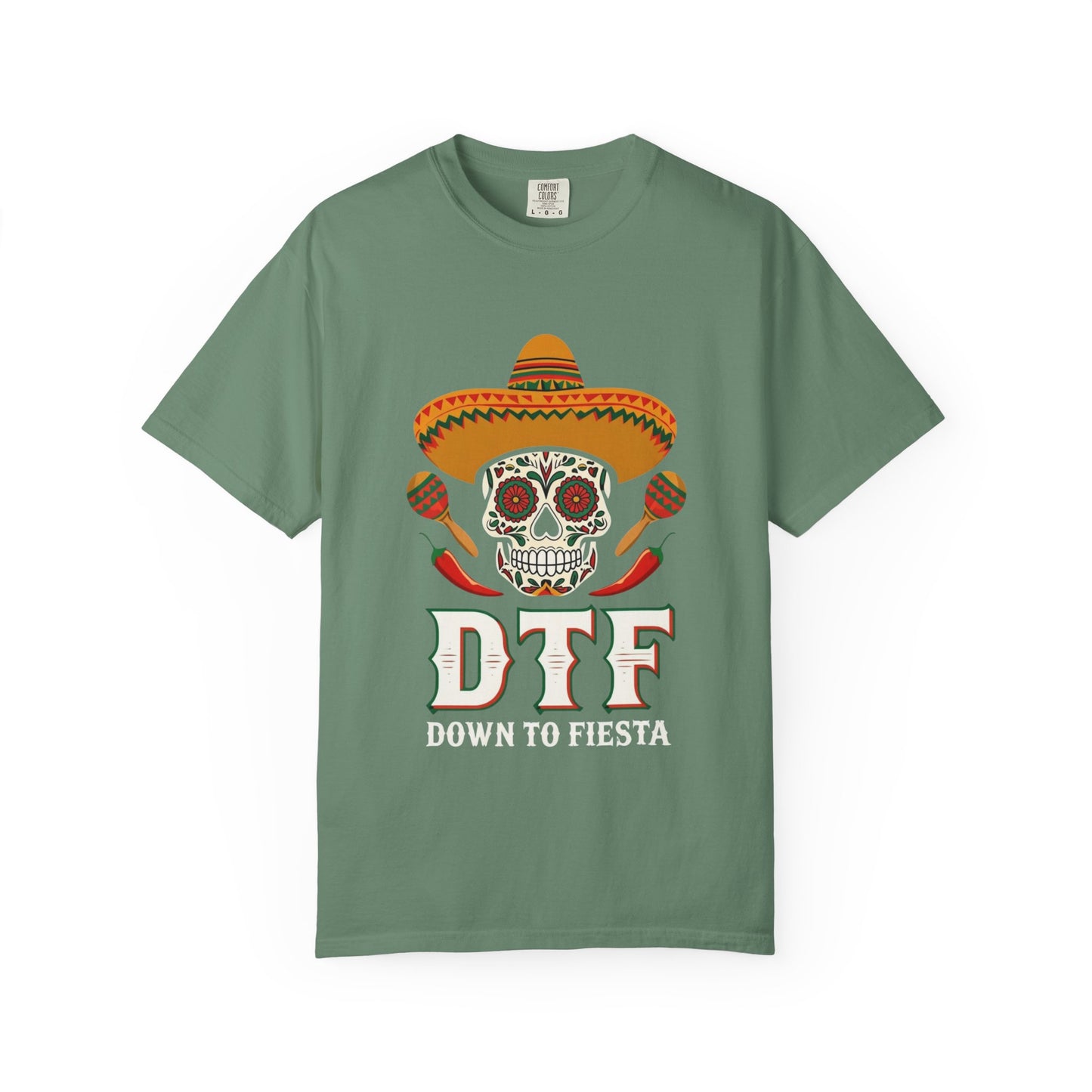DTF Unisex Garment-Dyed T-Shirt, Vintage Skull Tee, Casual Halloween Shirt, Day of the Dead Apparel, Fun Gift for Friends