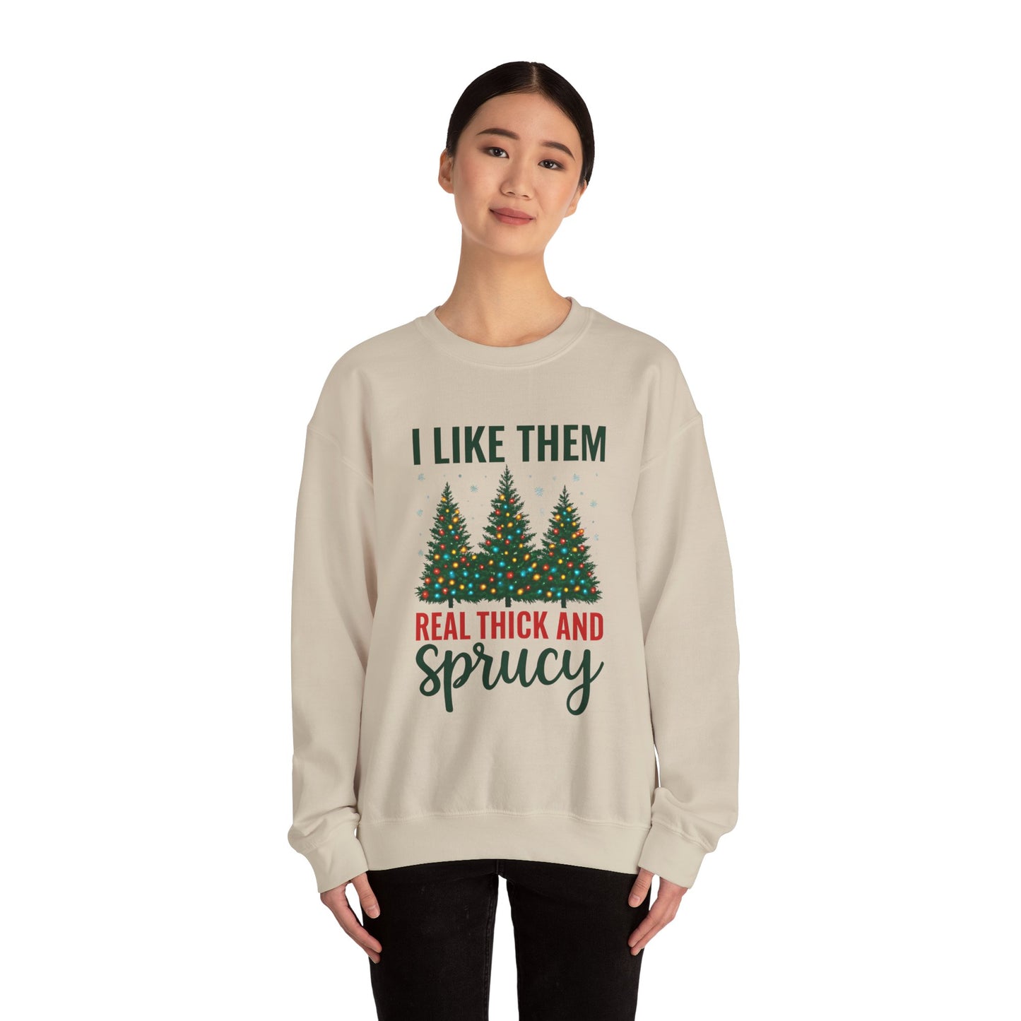 Festive Unisex Crewneck Sweatshirt - 'I Like Them Real Thick and Sprucy' | Cozy Holiday Apparel, Christmas Gift, Casual Style, Winter [...]